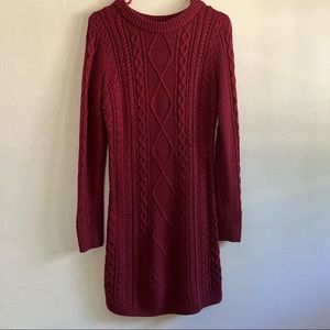 Merona Burgundy Long Sleeve Sweater Knit Dress